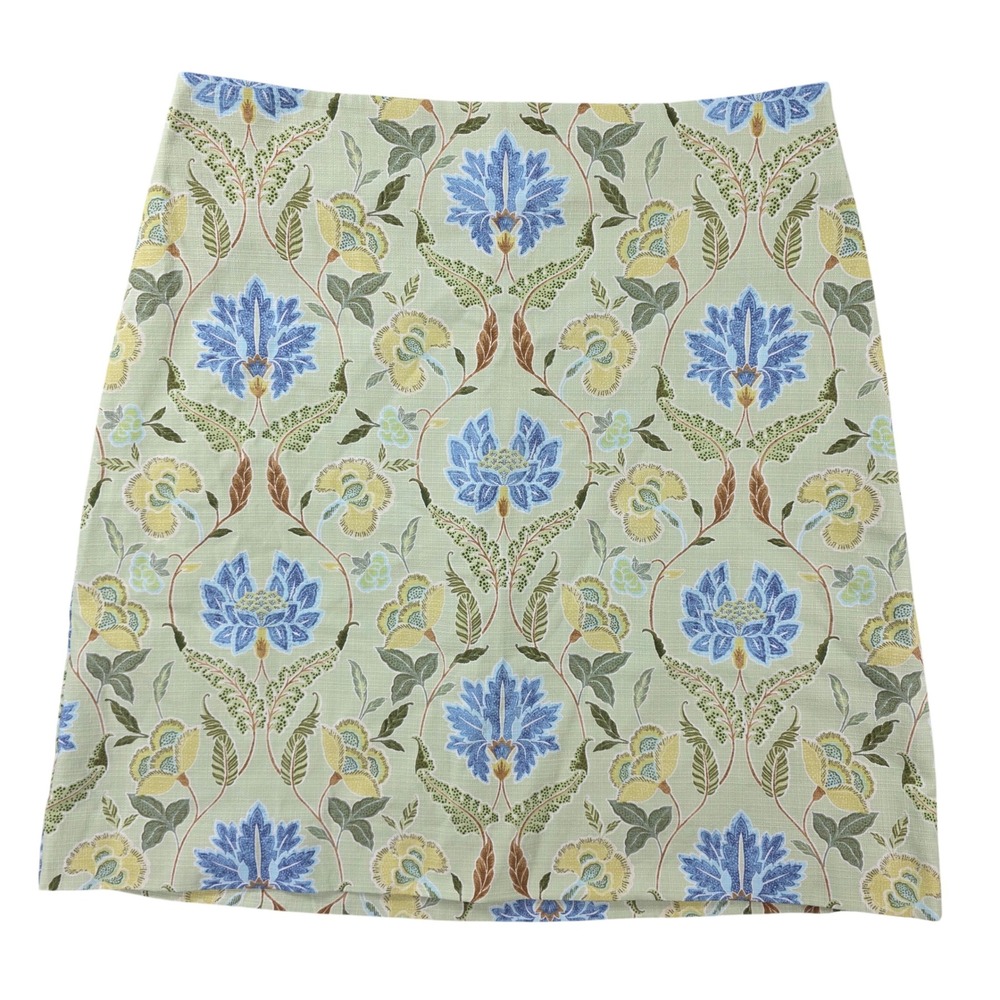 Ann Taylor Loft Outlet Floral Damask Mini Skirt Green Blue 2 NWT Cottagecore Mod